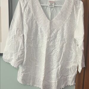 White Embroidered Women's Top